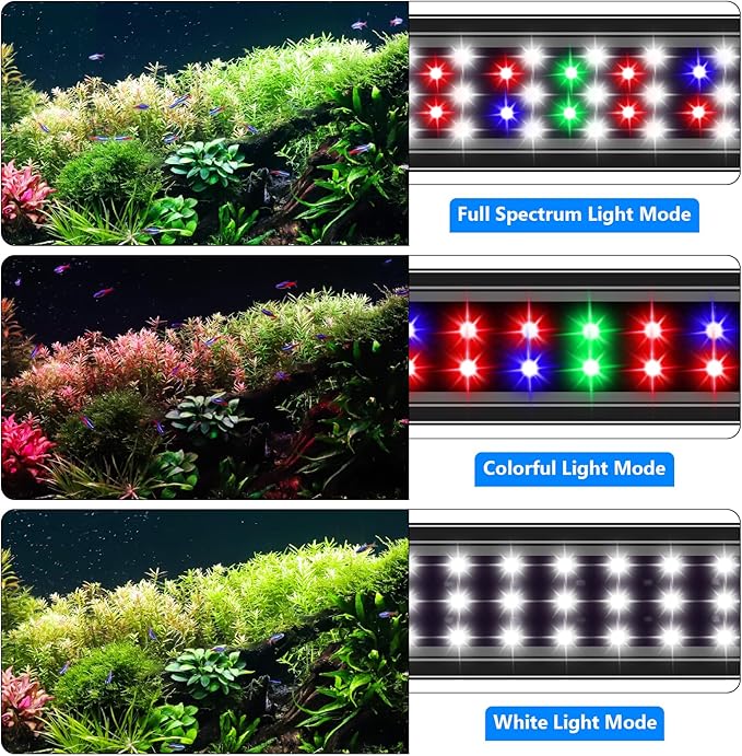 AQQA Aquarium Light,Full Spectrum Fish Tank Light for Plants,3 Mode+Timer+Adjustable Brightness,High Brightness LED Beads with Extendable Brackets for Freshwater (36W for 48-55inch)-PawvioPets