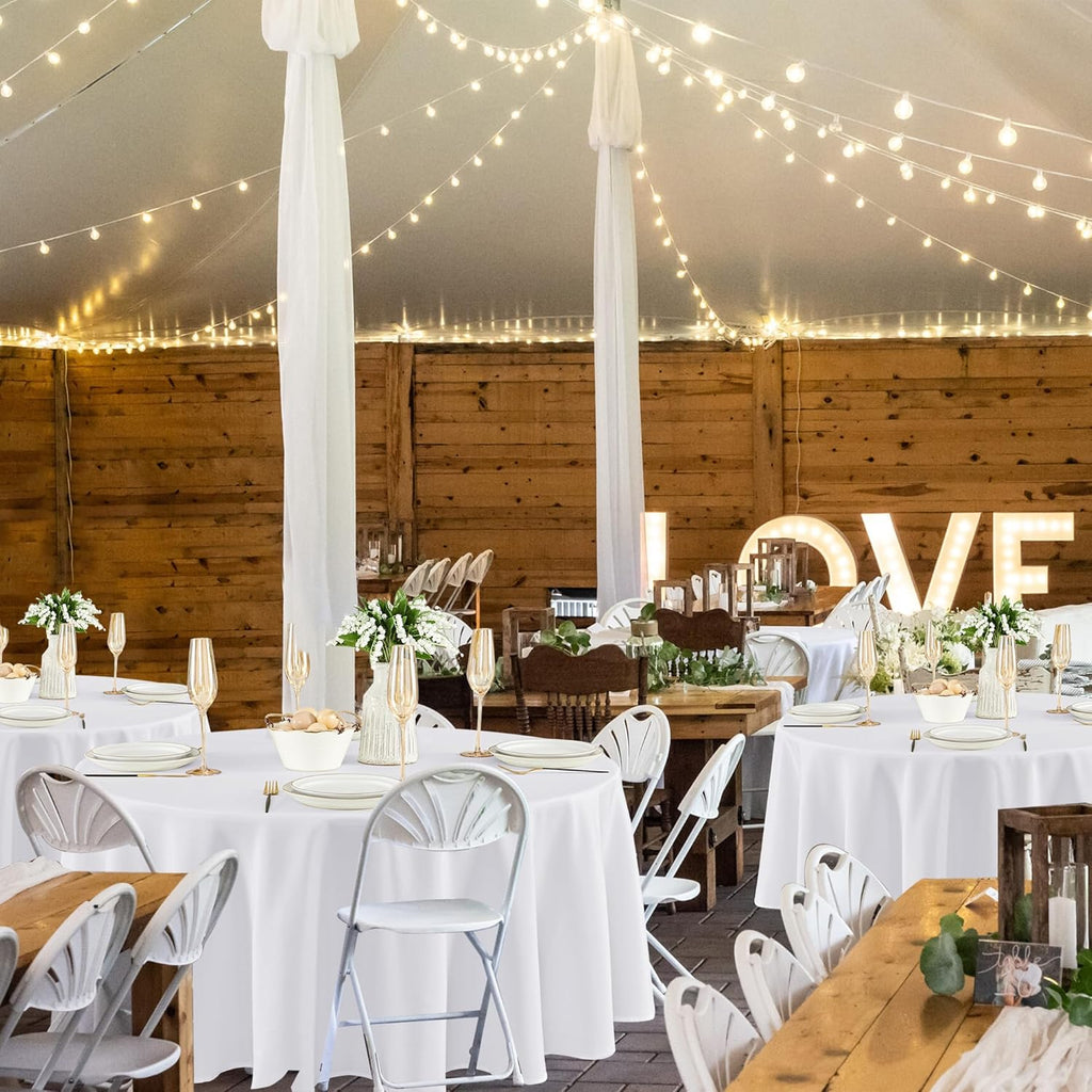 Fitable 8 Pack Round Tablecloths: Stain Resistant Wrinkle Free Circle Table Clothes, Washable Reusable Polyester Table Covers for Wedding Party Birthday Banquet Reception(White, 120 Inch)