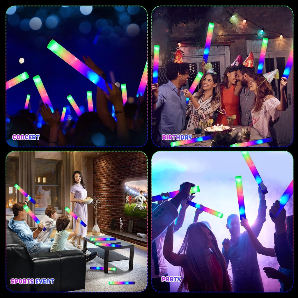 LifBetter Light Up Glow Sticks Bulk, LED Foam Sticks in The Dark with 3 Modes Flashing Led Foam Multicolor Batons Light up Party Favors for Birthdays, Weddings, Concerts, Festivals (156pcs)