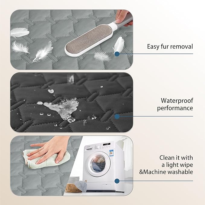 gogobunny 100% Double Sided Waterproof Dog Blanket Soft Pet Bed Cover Reversible Protect Furniture Couch Sofa Car for Puppy Large Dog Cat (Dark Charcoal/Light Charcoal, 82x120 Inch (Pack of 1))-PawvioPets