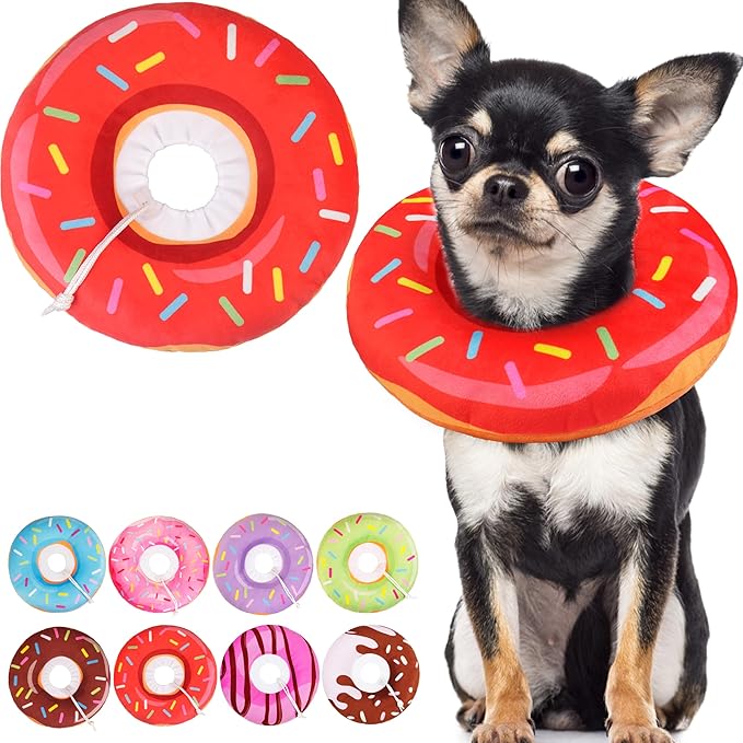 Cat Cone Collar Soft, Cute Cat Donut Collar After Surgery, Adjustable Kitten Recovery Cones to Stop Licking, Lightweight Neck Elizabethan Collars for Cats Kittens (Red, Large)-PawvioPets