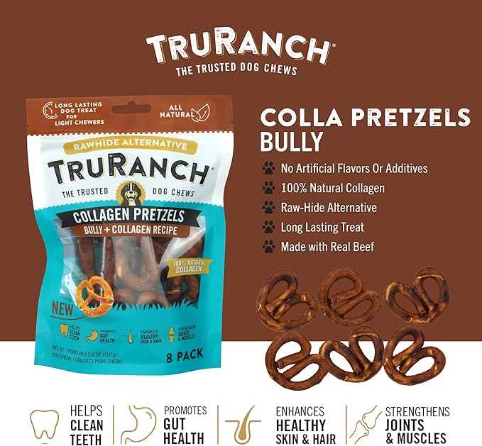 Collagen Pretzels, Bully - Collagen Dog Treats - Dog Pretzel Treats - Long Lasting Healthy Joint Support - Rawhide Alternative - Skin & Coat Health, Value Pack, 3 Bags, 24 Count-PawvioPets
