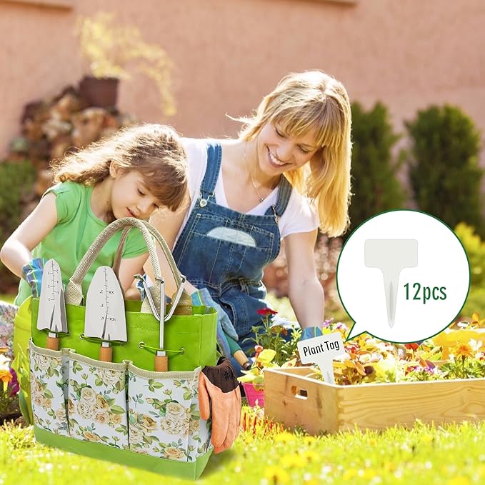 20-Piece Gardening Tools with Fashion and Durable Storage Bag - Heavy Duty Garden Tools Stainless Steel Rust-Proof Ergonomic Garden Tool Set - Ideal Gifts for Women and Men - Portable Gardening Kit-PawvioPets