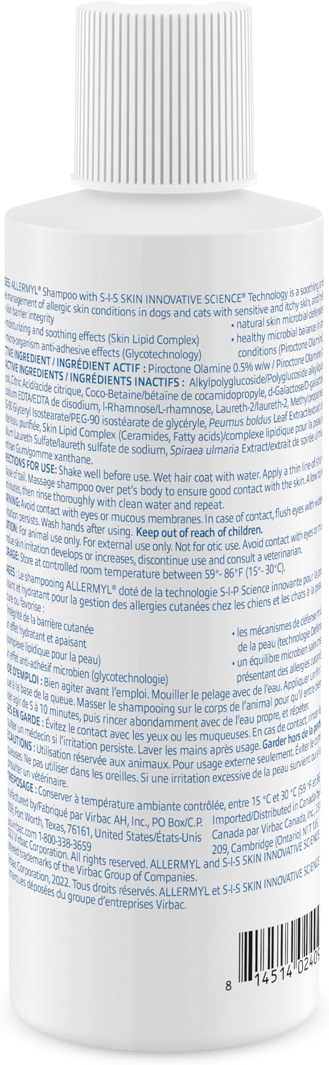 Allermyl Medicated Pet Shampoo Hypoallergenic, Soothing and Moisturizing Shampoo for Allergic Dogs and Cats (by Virbac)-PawvioPets