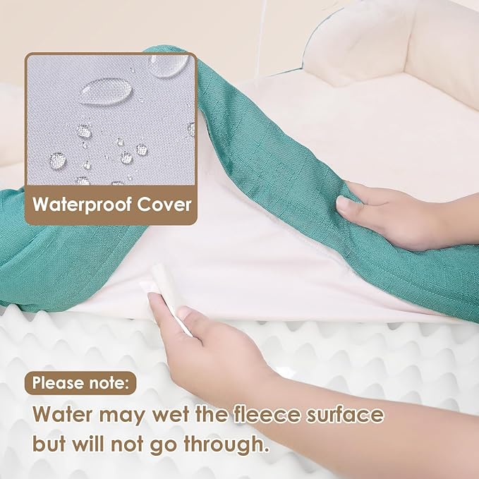 EHEYCIGA Orthopedic XL Dog Beds, Waterproof Memory Foam Dog Bed for Extra Large Dogs, Non-Slip Bottom and Egg-Crate Foam Big Pet Couch Bed with Washable Removable Cover, Turquoise Blue-PawvioPets