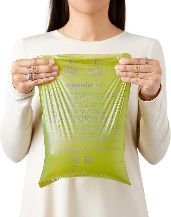 Amazon Basics Dog Poop Bags with Dispenser, 270 Count, Enhanced for Guaranteed Leakproof, Talcum Powder Scented, Includes Leash Clip-PawvioPets