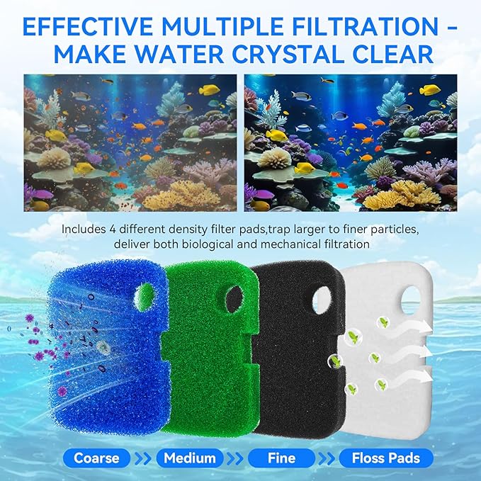 Canister Filter Pads Replacement for Penn Plax Cascade 1000 Canister Filter Aquarium Canister Filter Media Pads Compatible with Cascade 700/1000 CCF2UL/CCF3UL Canister Filter Fish Tank 16 Pack-PawvioPets