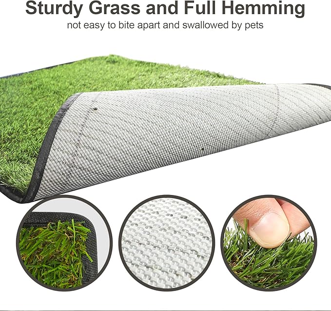 Dog Grass Pad with Tray(40×27.5 inch), Large XL Reusable 3-Layer Dog Pee Potty Grass Pads, Easy to Clean Artificial Fake Grass for Indoor Outdoor and Balcony (2 Pcs Grass Pad+Drainage Grate+Tray)-PawvioPets