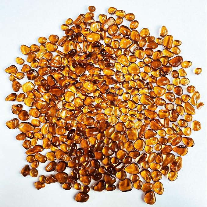 Glass Stones, 0.85LB/385g Orange Aquarium Gravel Rocks, Orange Pebbles for Fish Tank, Sea Glass for Vase Filler Craft-PawvioPets