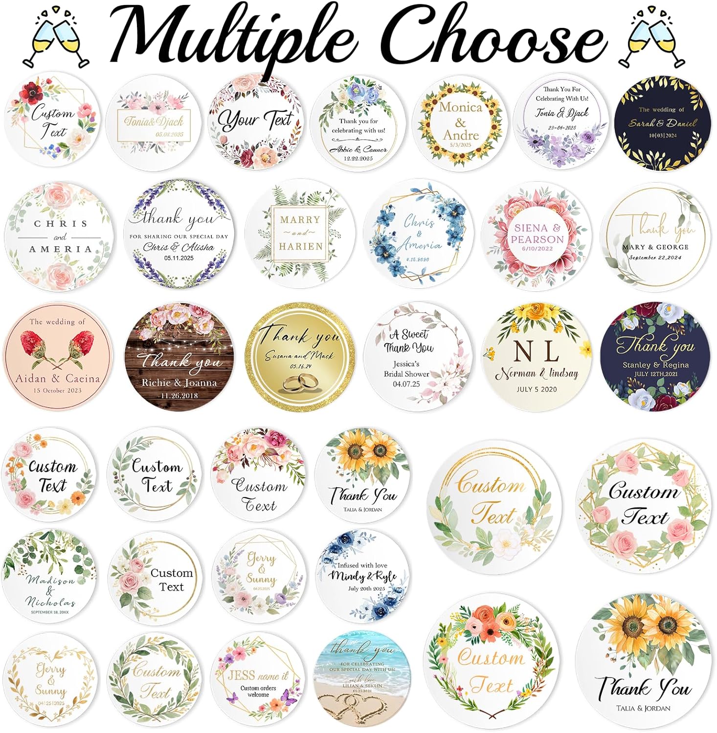 Custom Personalized Stickers Label for Wedding Favors Business Logo Birthday Party Customized Sticker Vinyl Labels Customize Gift Label Stickers 50-1000 Pack