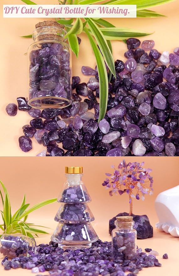 Amethyst Healing Crystal Chips Bulk Gemstones Sets Tumbled Chips Crushed Stones Crushed Crystals Natural Rocks for Fountain Rocks Decoration Reiki Energy Balancing Meditation Aquarium Gravel 0.44lb-PawvioPets