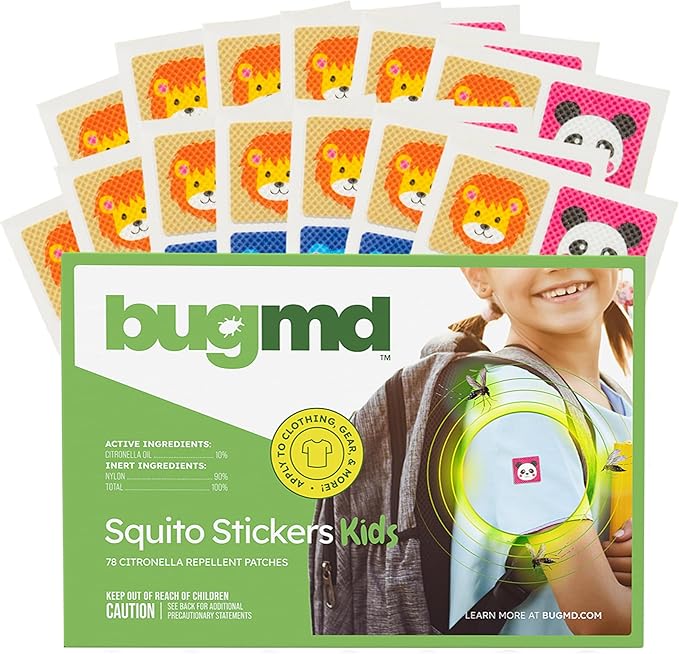 BugMD Squito Stickers Mosquito Repellent Patch Stickers for Kids (78 Stickers), Safe & Effective Insect Repellent Patches for Toddlers, Kids, Camping, Beach & Outdoor Essentials-PawvioPets