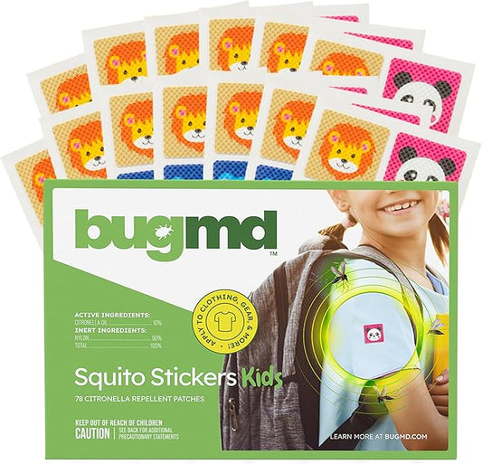 BugMD Squito Stickers Mosquito Repellent Patch Stickers for Kids (78 Stickers), Safe & Effective Insect Repellent Patches for Toddlers, Kids, Camping, Beach & Outdoor Essentials-PawvioPets