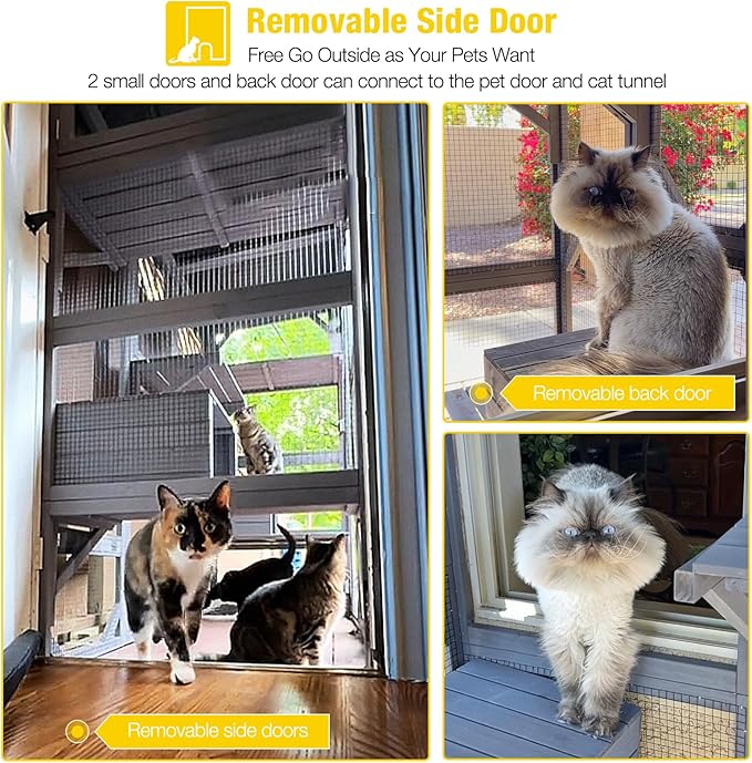 Aivituvin Catio Outdoor Cat Enclosure Large Cat House for Mulitiple Cats Walk in Kitty Cage with Tarp Roof 70"-PawvioPets