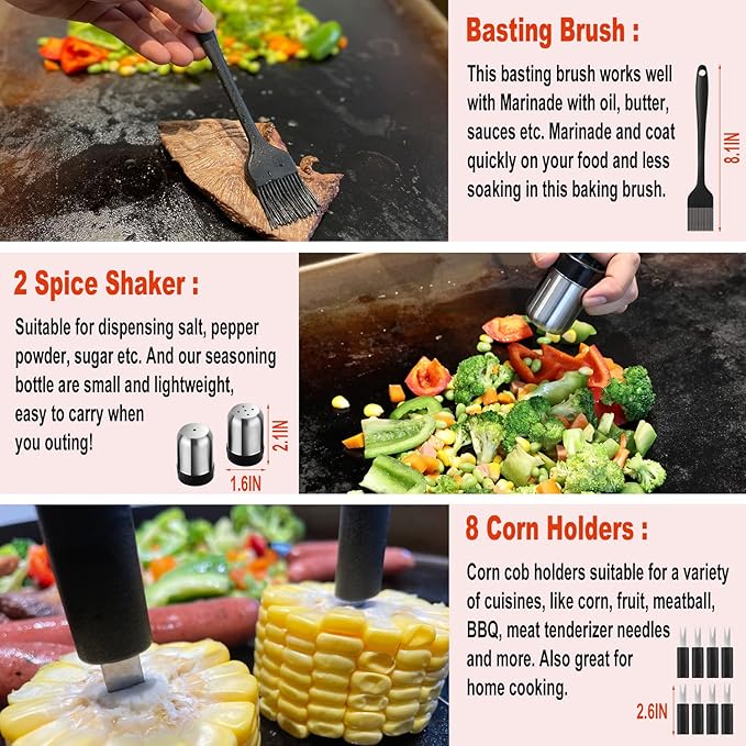 38PCS Flat Top Grill Accessories Set - Must Have for Your Outdoor with Professional Griddle Spatula, Cleaning Kit, Grill Basting Cover - Ideal Griddle Gift for Men Women-PawvioPets