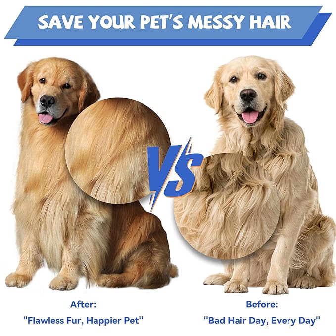 8.5 Inch Upgrade Blue Professional Pet Comb,Dual-Tooth Grooming Comb Anti-Static Smooth Rounded Corners Prevent Friction Breakage and Irritation,Removing Excess Hair for Long-Haired Cats and Dog-PawvioPets