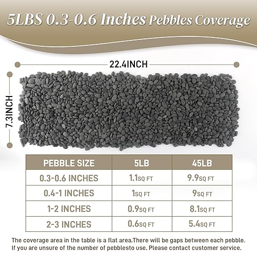 5 lbs Mexican Beach Pebbles, 0.3-0.6 Inch Small Pebbles for Pots Indoor Plants, Succulent, Vase, Fish Tank, Decorative River Rocks for Garden Landscaping, Home Decor, Outdoor Paving, Grey-PawvioPets