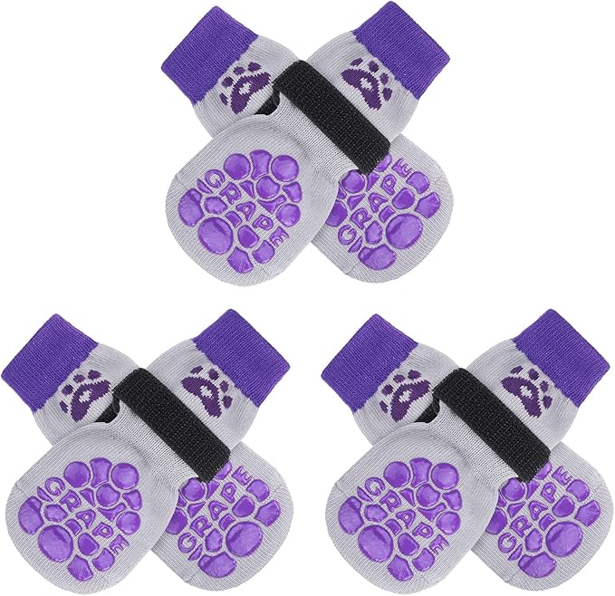 BEAUTYZOO Anti-Slip Dog Socks,Dog Shoes for Hot/Cold Pavement,Paw Protectors with Grips 3 Pairs for Puppy Small Medium Large Senior Old Dogs,Dog Socks to Prevent Licking and Hardwood Floor Protection-PawvioPets