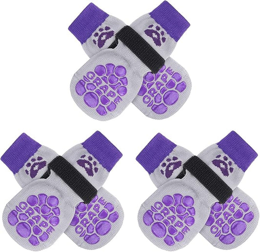 BEAUTYZOO Anti-Slip Dog Socks,Dog Shoes for Hot/Cold Pavement,Paw Protectors with Grips 3 Pairs for Puppy Small Medium Large Senior Old Dogs,Dog Socks to Prevent Licking and Hardwood Floor Protection-PawvioPets
