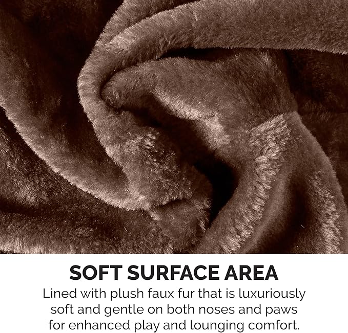 Furhaven 22.5" Tall Cat Tree for Indoor Cats, Ft. Sisal Scratching Post, Plush Ball Toy, & Busy Box Toy - Tiger Tough Scratching Post Interactive Playground - Brown, One Size-PawvioPets