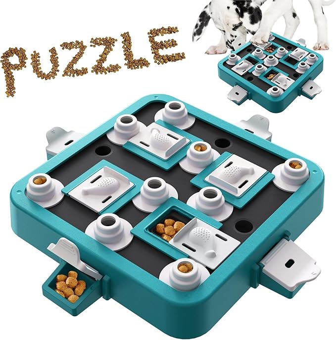 Dog Puzzle Toy Mental Stimulation - Level 3 in 1 Dogs Food Feeder Puzzle, Dog Treat Puzzle Feeder (Advanced-Mars Green Board)-PawvioPets