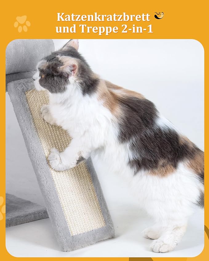 14in Cat Tree Tower with 20 * 16.5in Perch Bed and Washable Top for Large Adult Cats, Condo and Scratching Post for Indoor Kitten Pet, Light Gray-PawvioPets