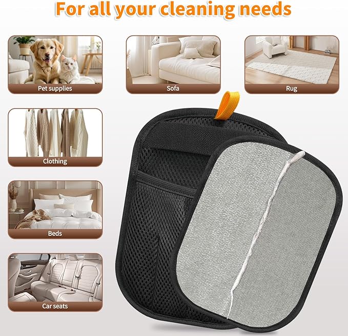 2Pcs Pet Hair Removal Glove for Cats & Dogs, 2025 Newly Upgraded Five-Finger Electrostatic Pet Hair Gloves, Reusable Pet Hair Remover Tool for Couch, Clothing, Car Seat,Carpet-PawvioPets