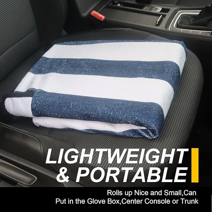 Back Seat Cover for Car Trucks Van SUV,Waterproof Rear Bench Towel Seat Covers for Dogs and Kids,Automotive Backseat Protector (Blue Stripe)-PawvioPets