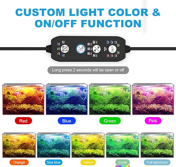 24/7 Mode Led Aquarium Light for Plants Growth- Sunrise to Moonlight, 7 Colors, Adjustable Timer/Brightness, Full Spectrum Fish Tank Lights for 48 Inch to 54 Inch Tank, 42W-PawvioPets