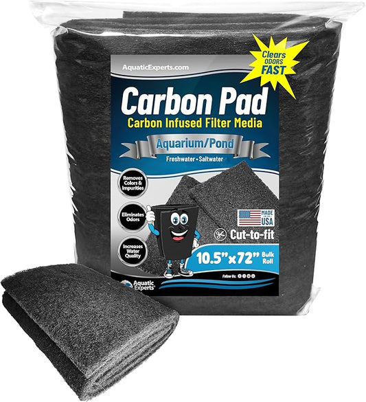 Aquarium Carbon Pad - Cut to Fit Carbon Infused Filter Pad Media for Crystal Clear Fish Tank and Ponds (10.5 Inch Width, 72 Inch Long)-PawvioPets