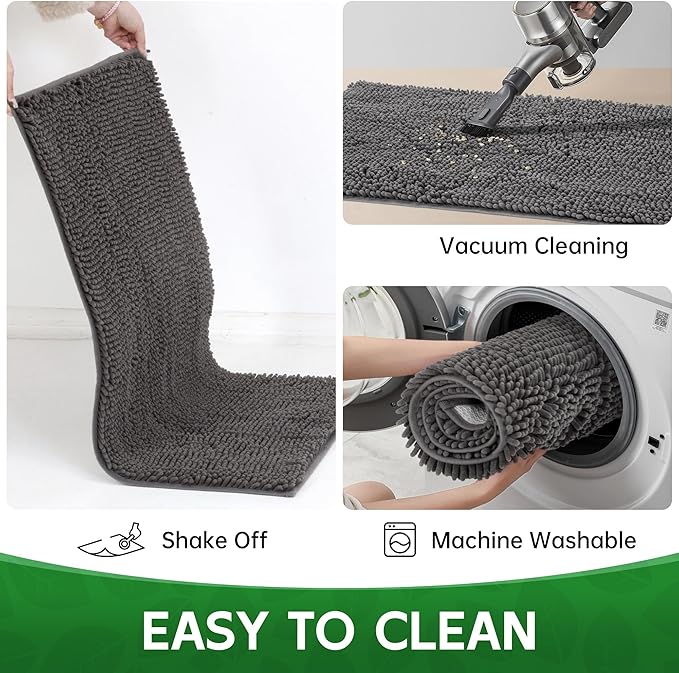 Dog Door Mat Indoor Entrance, 60" x 24" Absorbent & Quick-Drying Mud Rugs, Non-Slip Door Rugs for Entryway Indoor Washable, Soft Chenille Dog Mat for Muddy Paws-PawvioPets