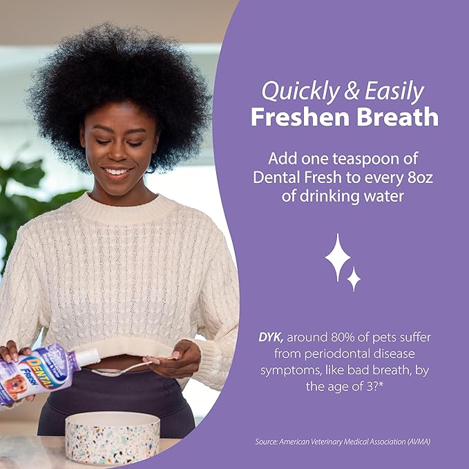 Dental Fresh Advanced Plaque and Tartar Water Additive, 17oz – Dog Teeth Cleaning Formula to Freshen Breath and Improve Cat & Dog Dental Care-PawvioPets