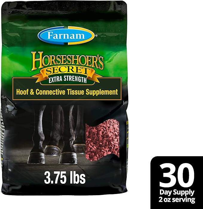 Farnam Horseshoer's Secret EXTRA STRENGTH Hoof Supplements & Connective Tissue Supplement, Promotes strong, healthy hooves, tendons & ligaments, 3.75 lbs., 30 day supply-PawvioPets