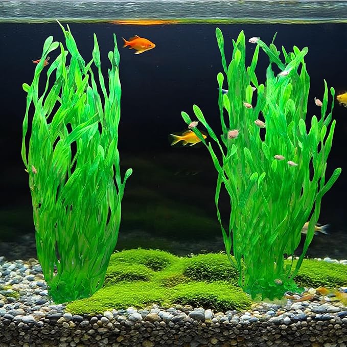 25.98 Inch Tall Aquarium Plants – Large Lifelike Artificial Fish Tank Decorations, 2 Pcs Fish Tank Plants Plastic，Durable & Safe for Freshwater/Saltwater Aquariums (Green (Style B))-PawvioPets