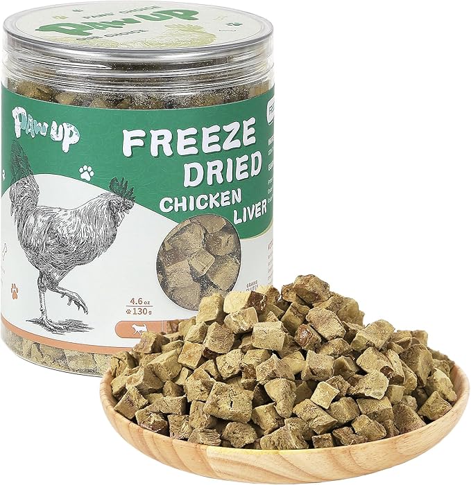 Freeze Dried Chicken Liver Pet Treats, High Protein Freeze-Dried Pet Food for Dogs, Cats, Fresh Ingredient Snacks, 4.6 oz, Rawhide Free&Grain Free-PawvioPets