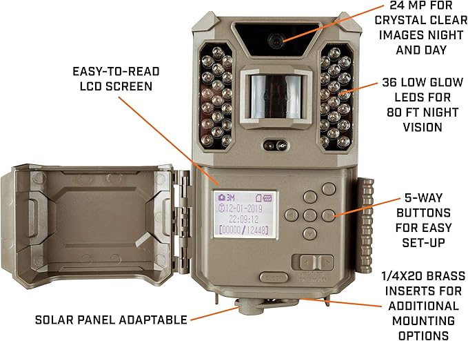 Bushnell Prime Low Glow Trail Camera - 24MP Image Quality, 1080p HD Video, Advanced Sensor Technology for Clear Nighttime Captures, Brown-PawvioPets