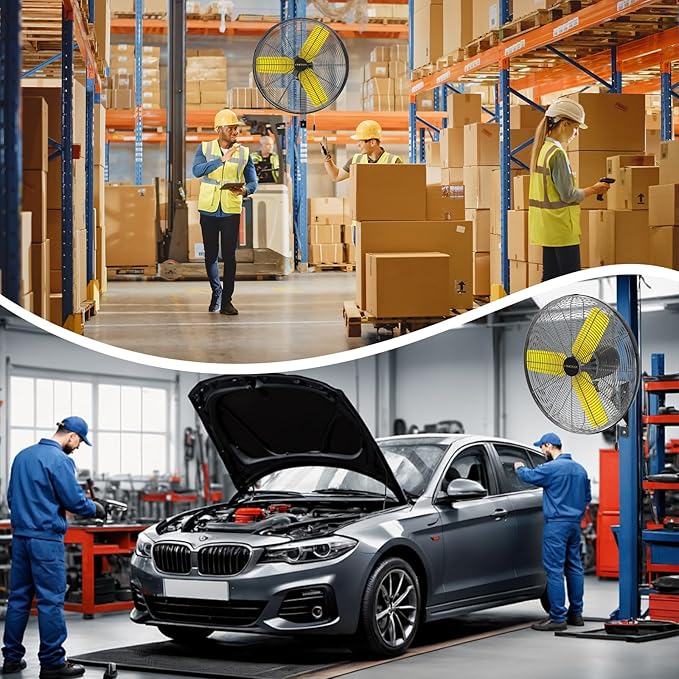 24 Inch Industrial Wall Fan Oscillating with 2 Pack, 7800 CFM Commercial Metal Wall Mount Fans with Poweful Motor, 3 Speed, Heavy Duty Indoor for Warehouse, Workshops, and Garage, UL Listed-PawvioPets