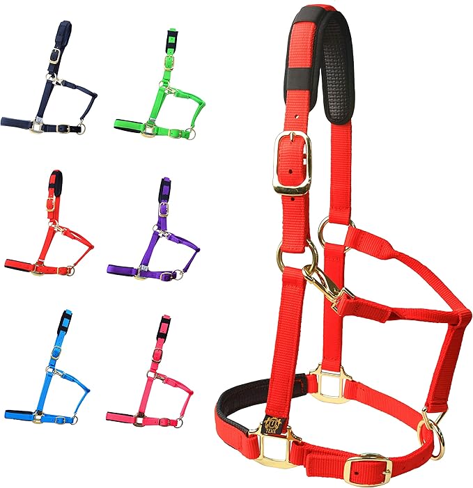 T TEKE Adjustable Horse Halters by Heavy Duty Soft Nylon, Padded with Anti-rubbing Waffle Neoprene on Both Crown & Nose-PawvioPets