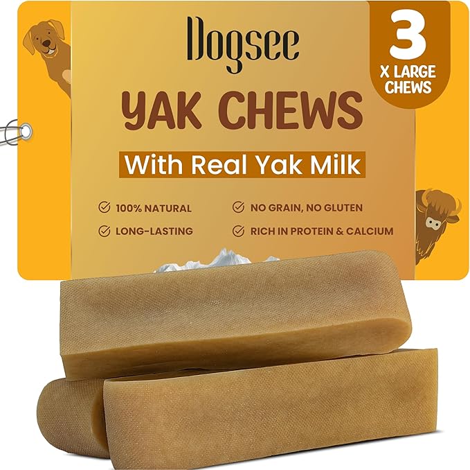 Dogsee Original Himalayan Yak Cheese Chews 1lb (XL - 3 Pieces) | Rawhide-Free | Long-Lasting | Fights Plaque & Tartar | Supports Dental Health-PawvioPets