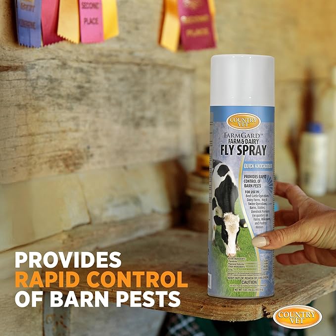 County Vet FarmGard Farm and Dairy Fly Spray -16 oz - (Case of 6) - 349316CVB - Provides Rapid Control of Barn Pests-PawvioPets