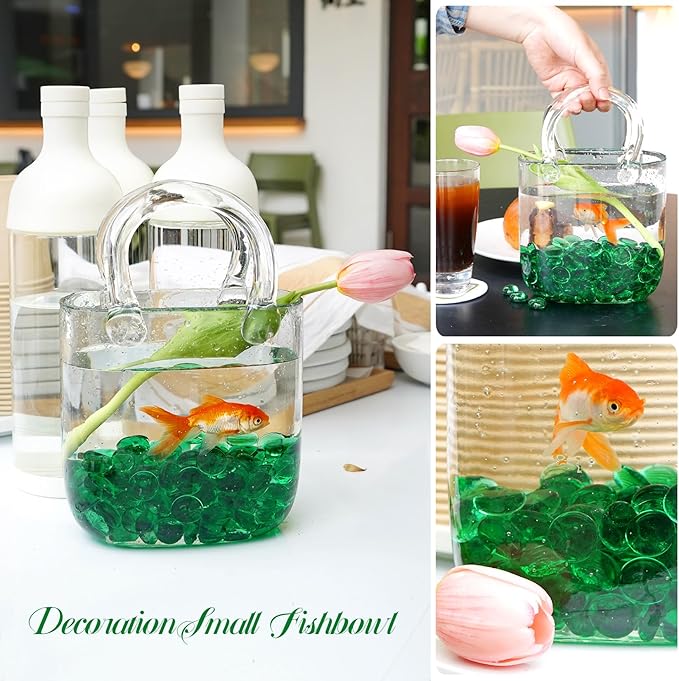 10LB Green Flat Glass Marbles for Vases, Gemstone Beads Vase Filler Decorative Glass Pebbles for Fish Tank, DIY Crafts, Aquarium Decor Rocks-PawvioPets