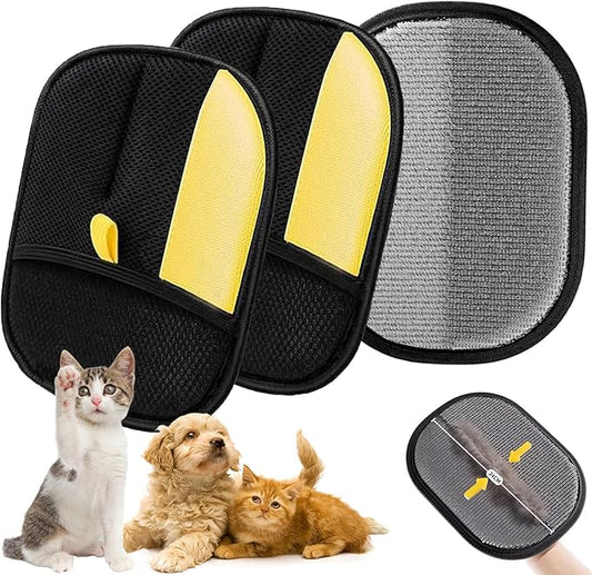 2 Pcs Pet Hair Remover Glove, 2025 Upgrade Reusable Double Sided Electrostatic Gloves Pet Hair Remover, Washable Pet Grooming Gloves for Couch, Furniture, Carpet, Car Seat (2Pcs)-PawvioPets