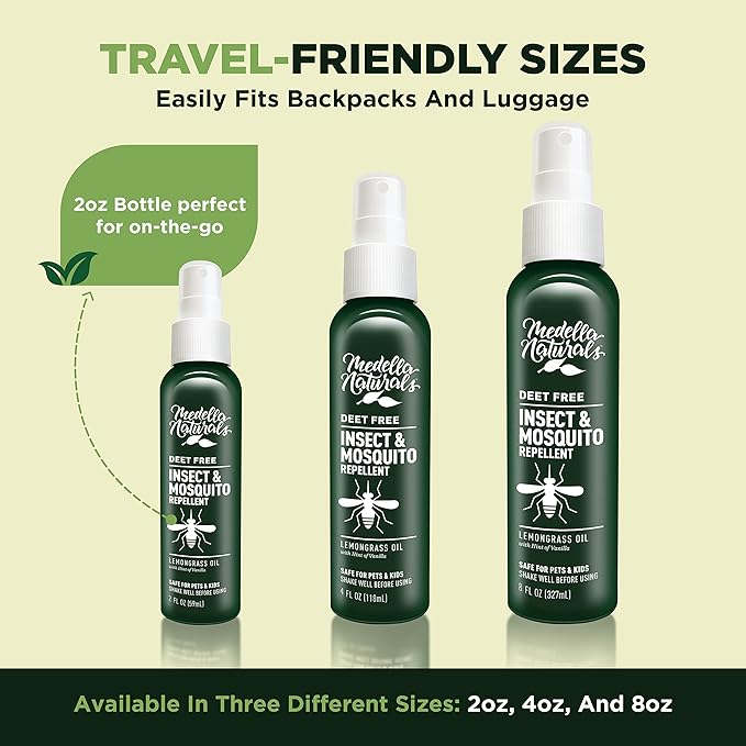 Deet-Free Insect & Mosquito Repellent 8oz – Nice Smelling Insect Repellent with Lemongrass Oil Safe for Pets and Kids – Bug Spray Against Mosquitoes, Gnats, Black Flies, No-See-ums, and Other Insect-PawvioPets