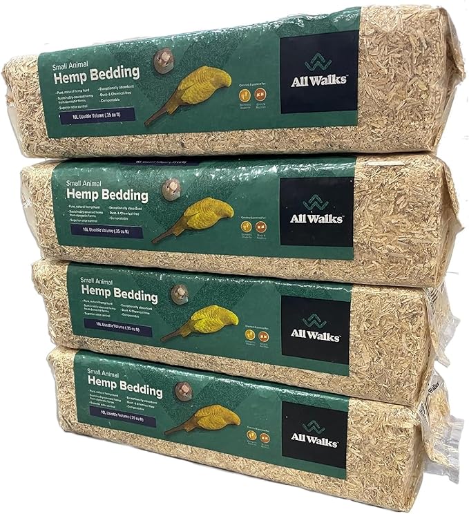 All Walks 40 Liter Hemp Bedding for Chicken Coops, Guinea Pigs, Hamsters, Rabbits, and Other Small Animals - 100% Natural, Superior Odor Control, Sustainably Sourced Pet Bedding - Made in America-PawvioPets