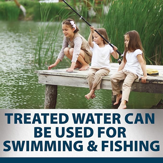 Airmax Pond Dye Plus, Nature's Blue Colorant & Natural Beneficial Bacteria, Large Pond & Lake Water Clarifier & Color Treatment, Shade Plants & Algae from Sunlight, Fish & Livestock Safe, 1 Gallon-PawvioPets