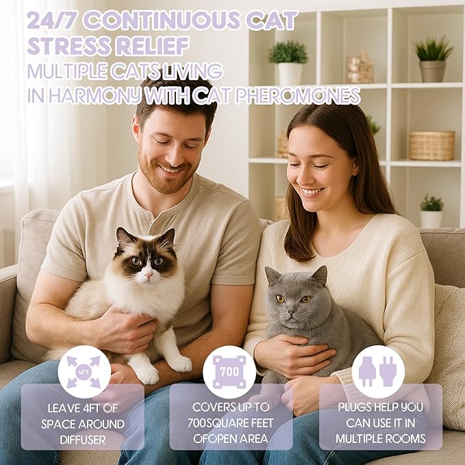 80S Cat Calming Diffuser Kit – Cat Pheromones Calming Liquid, Cat Pheromones Diffuser, 30 Days Continuous Stress & Anxiety Relief, Perfect for Multi-Cat Households, Fits All Common Diffuser Plug in-PawvioPets