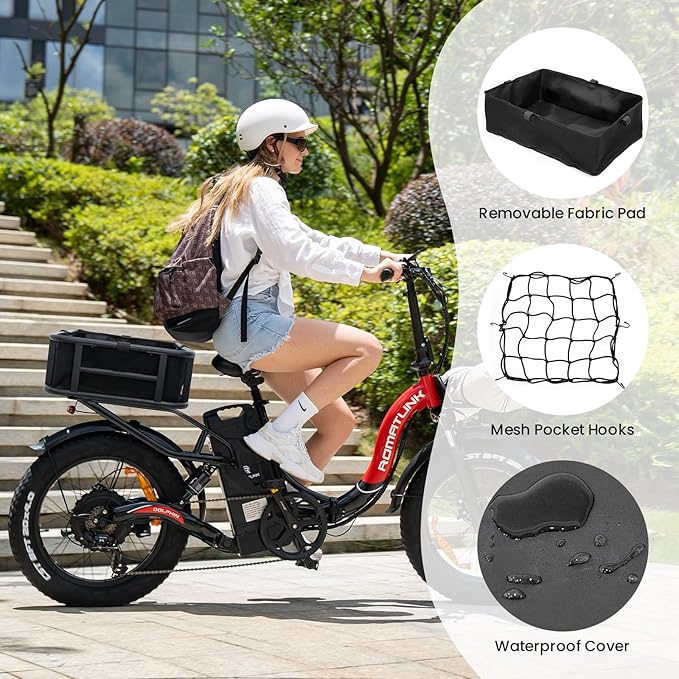 AWQM Large Ebike Basket, Waterproof Metal Electric Bicycle Basket, Quick Assemble Bike Accessories Rear Cargo Rack for Picnic, Pet, Sports-PawvioPets