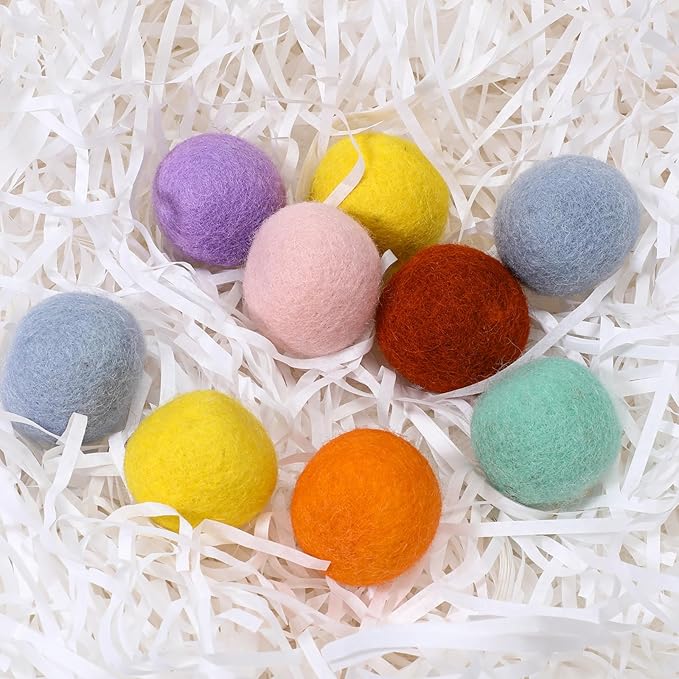 14 PCS Wool Cat Ball Toys, Quiet Play Felt Cat Ball Toys Kitty Kicker Exercise Toy, Fun Colorful Kitty Kitten Toy for Interactive Kitten Balls for Indoor 1.2in-PawvioPets
