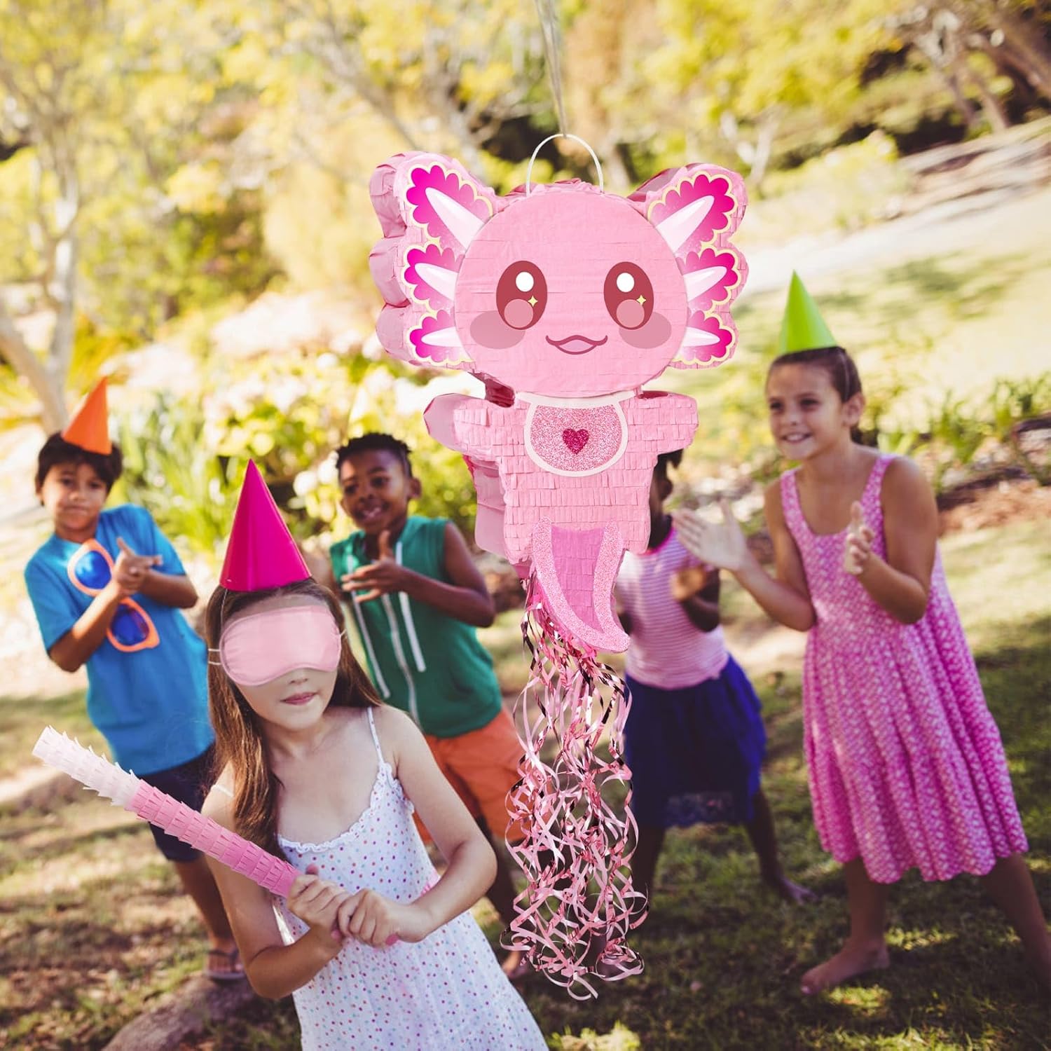 WERNNSAI Pink Axolotl Pinata - Axolotl Party Game Girl Pink Pinata Baby Shower Favors Under the Sea Birthday Party Decorations for Ocean Amphibious Animal Lovers Supplies