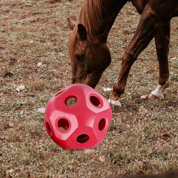Cute 15.7" Horse Treat Ball, Carrot Feeding Toy Ball Multifunctional Hanging Treat Snack Ball for Horse Stable Stall Paddock Rest, Red-PawvioPets